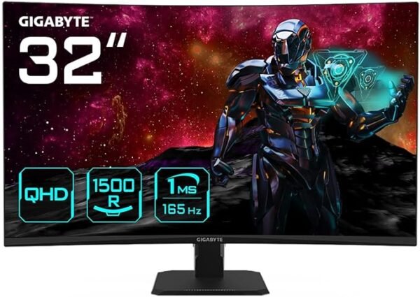 Écran GIGABYTE GS32QC Moniteur de Jeu incurvé 31,5" QHD - 2560 x 1440, 1500R, 165Hz, 1ms, 300 CD/m², FreeSync Premium, HDR Ready, HDMI 2.0, DisplayPort 1.4 – Image 4