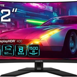 Écran GIGABYTE M32QC Moniteur de jeu incurvé 31,5" QHD - 2560 x 1440, 1500R, 165Hz, 1ms, 350 cd/m², FreeSync Premium Pro, Display HDR400, HDMI 2.0, DisplayPort 1.2