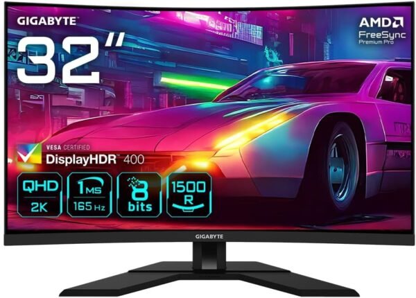 Écran GIGABYTE M32QC Moniteur de jeu incurvé 31,5" QHD - 2560 x 1440, 1500R, 165Hz, 1ms, 350 cd/m², FreeSync Premium Pro, Display HDR400, HDMI 2.0, DisplayPort 1.2 – Image 3