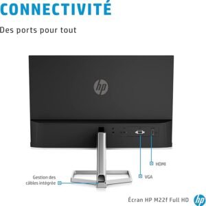 Écran HP M22f - 21.5" 75Hz 5ms Full HD IPS (1920 x 1080 Pixels, 16:9, HDMI/VGA, AMD FreeSync, Mode faible lumière bleue, Antireflet)